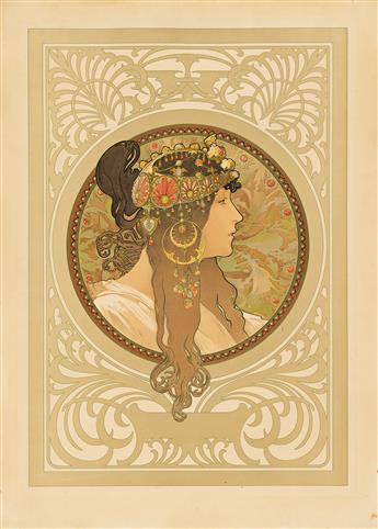ALPHONSE MUCHA (1860-1939). [BYZANTINE HEADS]. Two decorative panels. 1897. 24x17½ inches, 61x44½ cm.